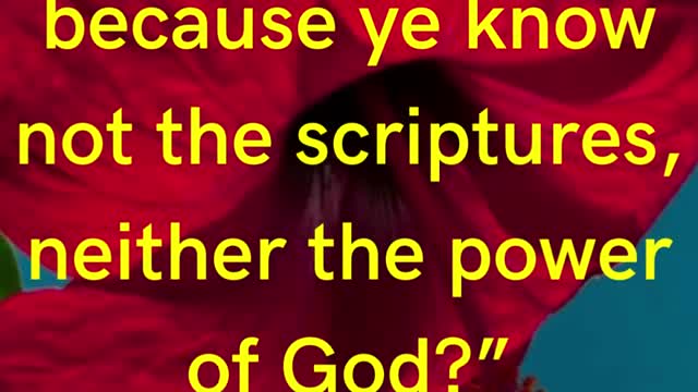 Jesus Said....Do ye not therefore err, because ye know not the scriptures, neither the power of God?