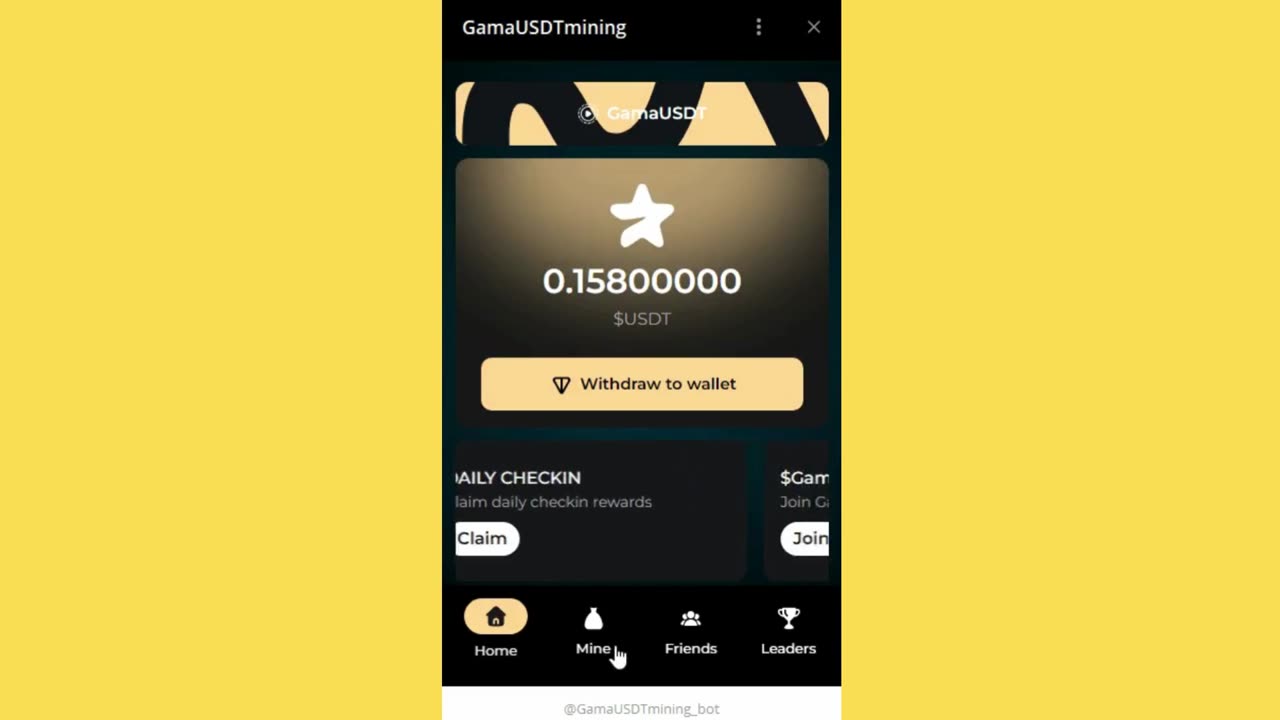 new mining mini app gama usdt mining