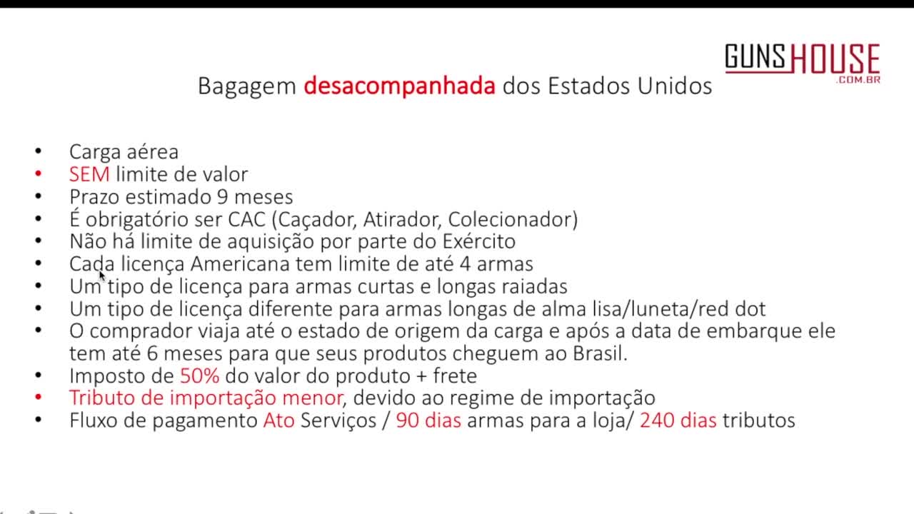 Importação de armas - Regimes de importação