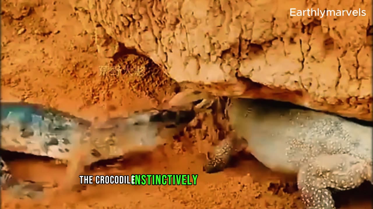 A daring monitor lizard stole crocodile eggs from its nest