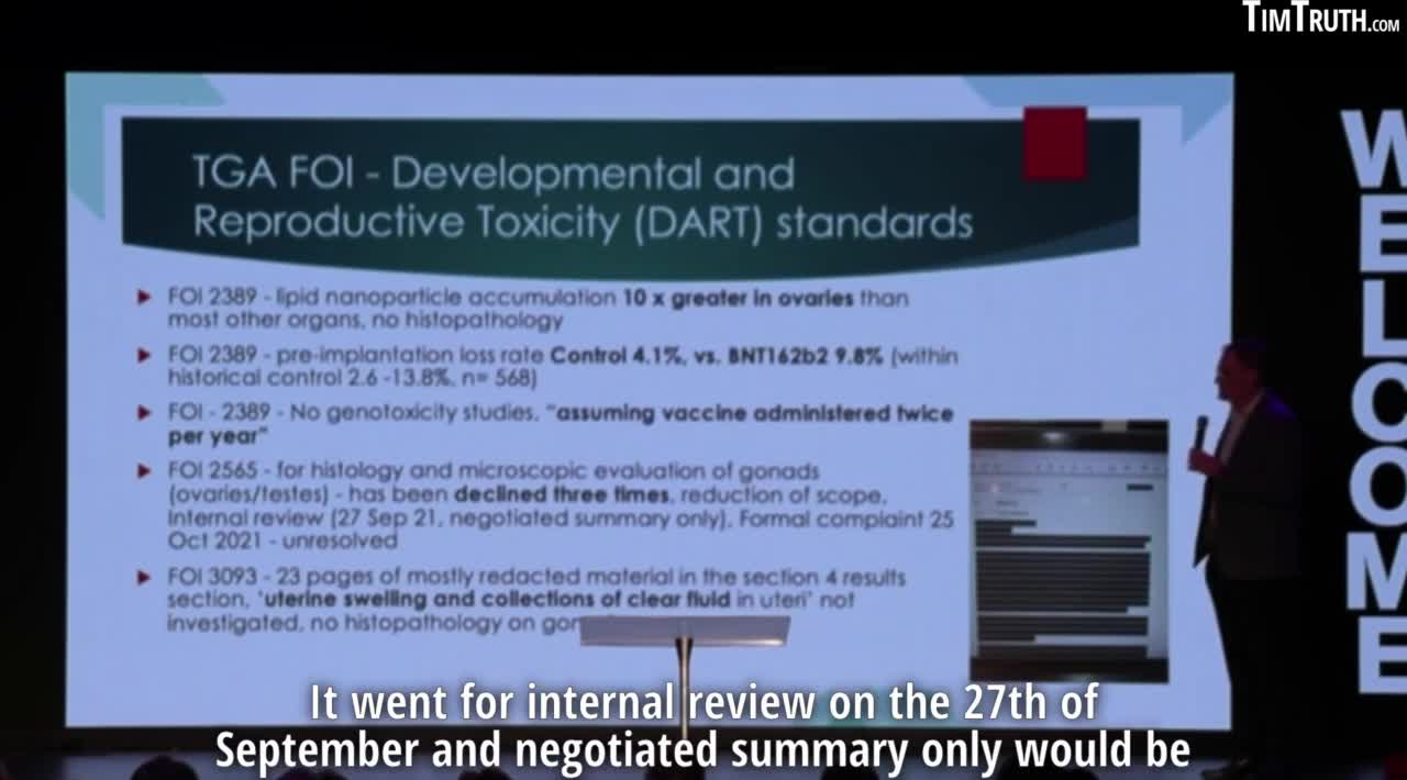 Dr. Luke McLindon talks about inadequate, worrying, obfuscated data on reproductive vaxx toxicity