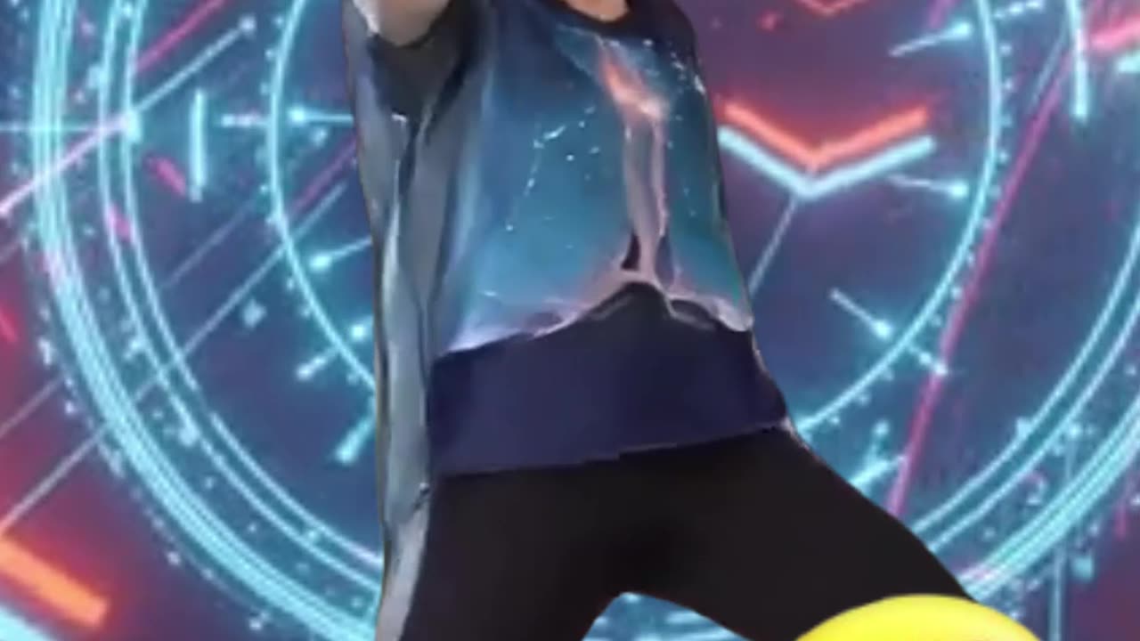 Futuristic Vibes! 🌌 Young Woman Dances in Eye-Catching Galaxy Shirt!