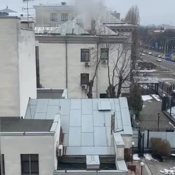 Smoke seen rising from the Russian embassy in Kyiv, Ukraine