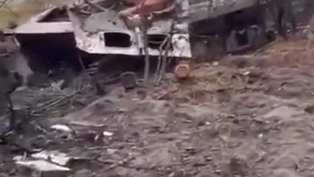 Two Ukrainian tanks shot down the Russian column.