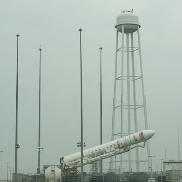 Antares Rocket Raised on Launch Pad