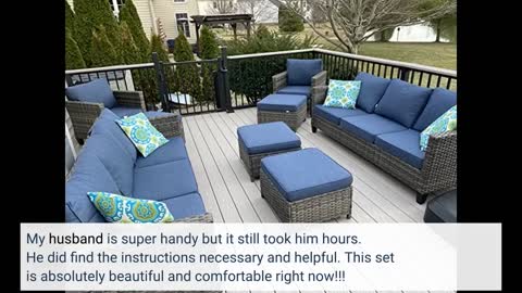 ovios Patio Furniture 8 PCS High Back Outdoor Furniture Sets Modern Wicker Patio Furniture