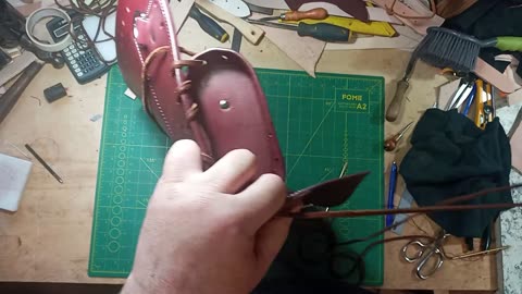 Making a hard leather back quiver