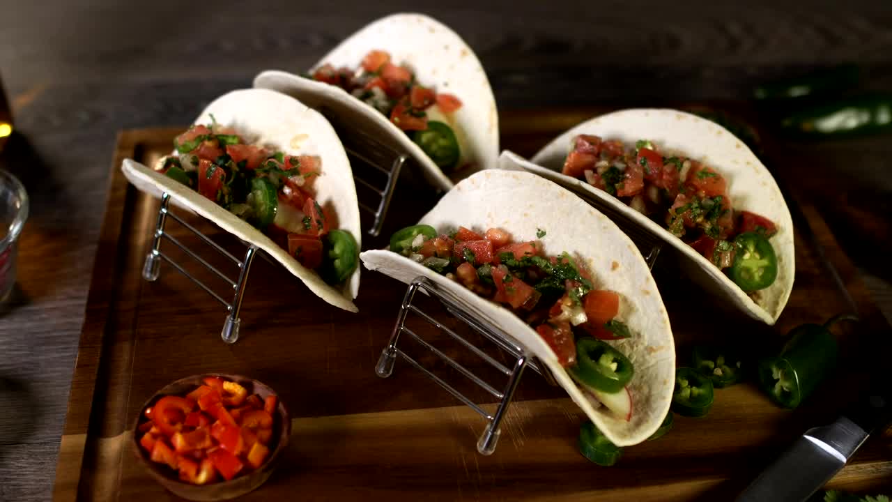 Tacos with beef and peppers