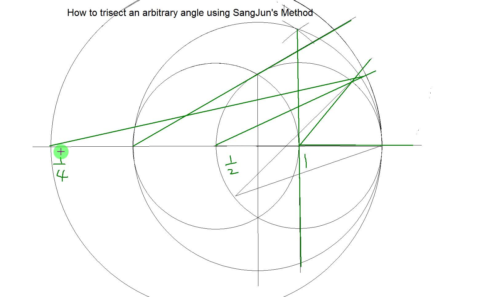 박상준의 임의의 각의 삼등분 작도법 how to trisect an arbitary angle using Park SangJun's Method