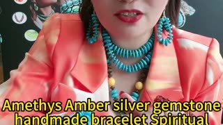 20250204-07 Amethys Amber silver gemstone handmade bracelet Spiritual and Healing Jewelry Women