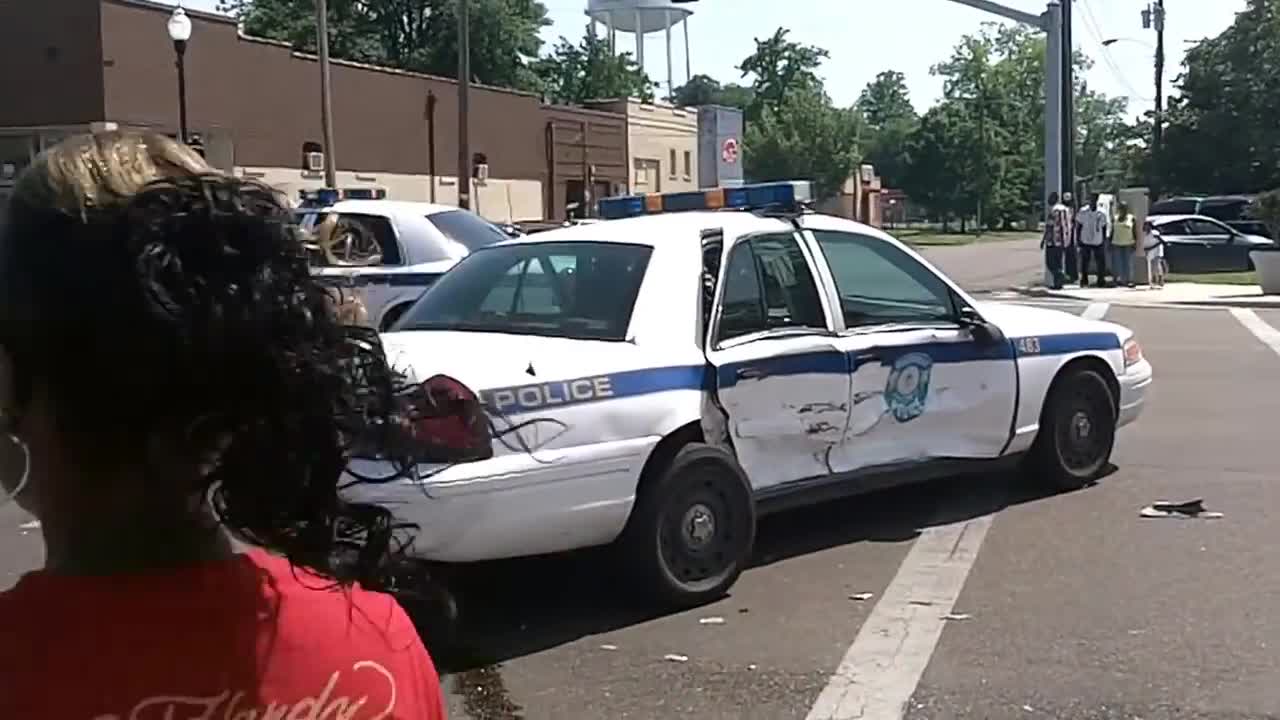 Police Cars Crash Into Each Other