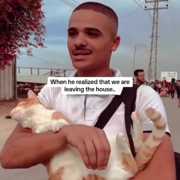 Palestinian Man Doesn’t Leave His Cat Behind
