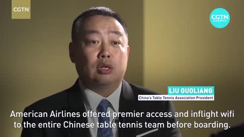 American Airlines' hospitality towards the Chinese table tennis team