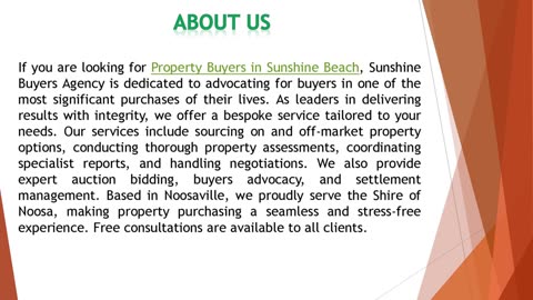 If you are looking for Property Buyers in Sunshine Beach