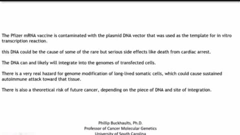 Professor Phillip Buckhaults | Covid "Vaccines" Contain Plasmid DNA