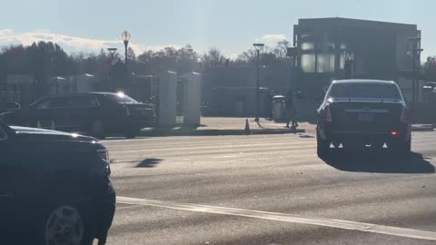 Presidential motorcade arriving at Walter Reed Hospital