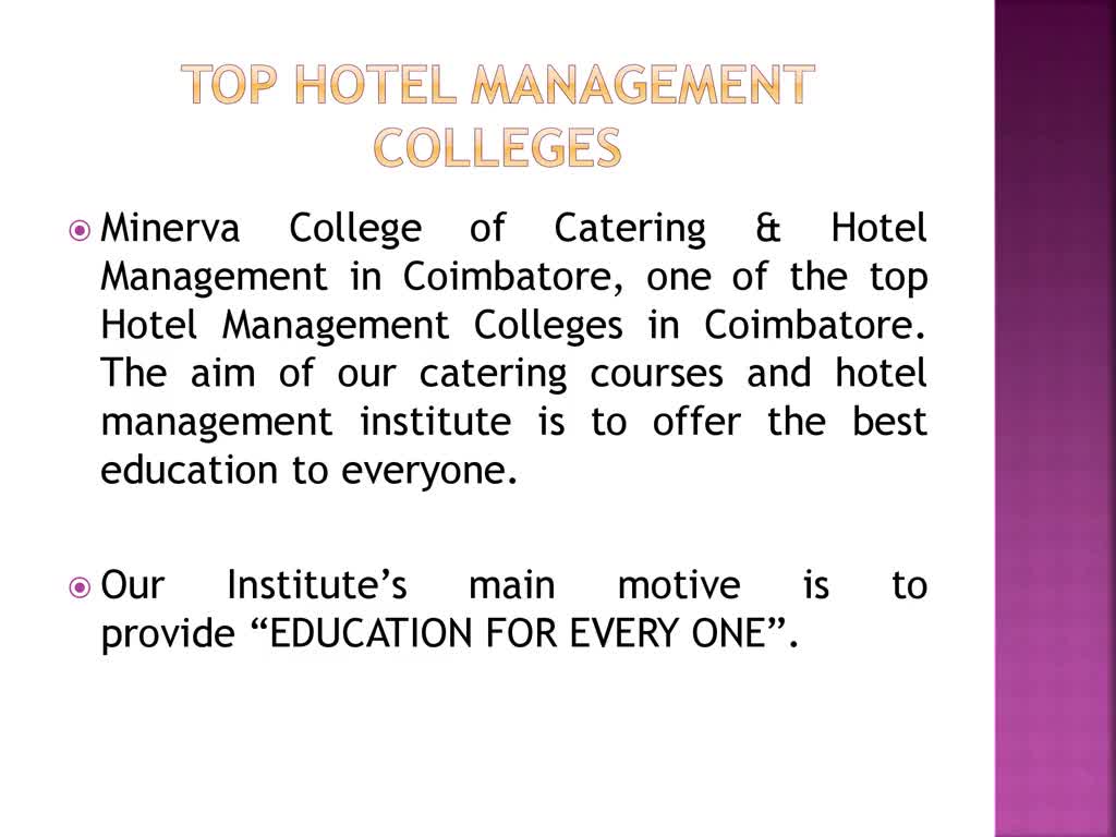 Best Hotel Management Colleges in Coimbatore, Tamil Nadu