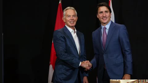 Tony Blair meets Trudeau. War criminal meets fascist. (Both perverts)