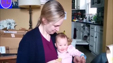 Baby cute laugh while mom eating😍