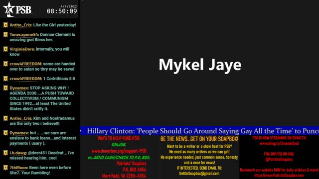 2022-04-07 08:49 EDT - Patriots Soapbox AM: with LadyRWB , MykelJaye & DD