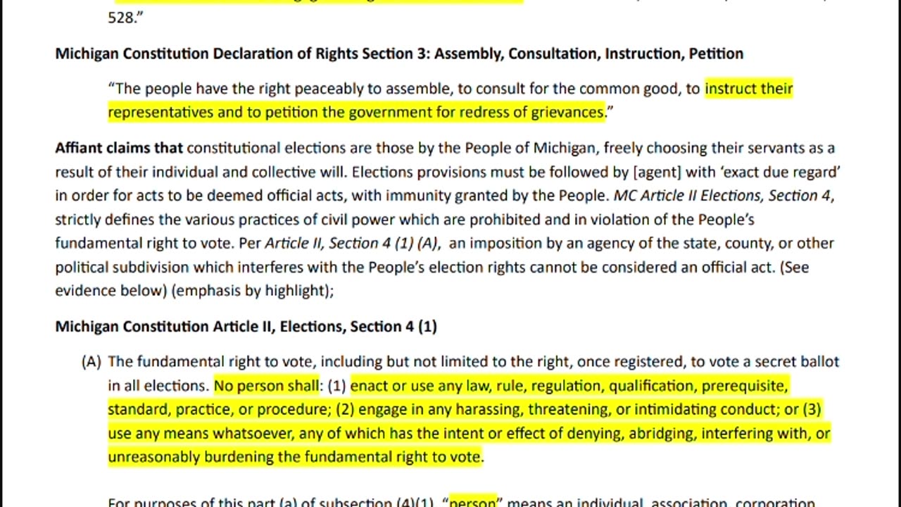 Affidavit to the Alger County, Michigan Election Commission