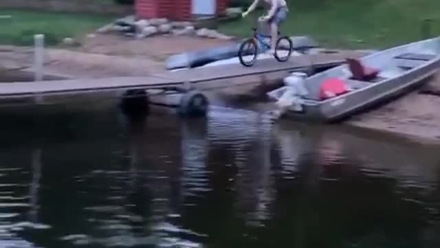 Slippery Dock Leads to Lake Jump Slide