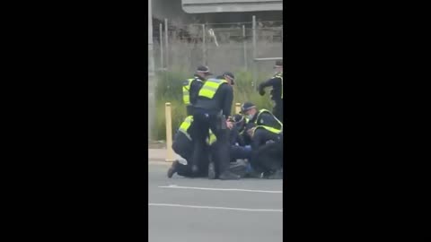 In Melbourne Australia it takes 10-12 Police to take down a single protester