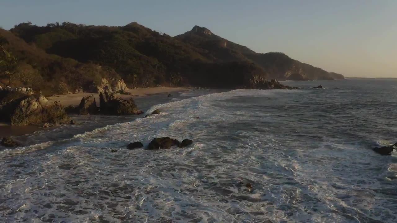 Beautiful aerial shot of beach shore