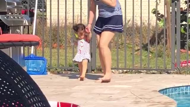 Mila and Angies walk around the pool