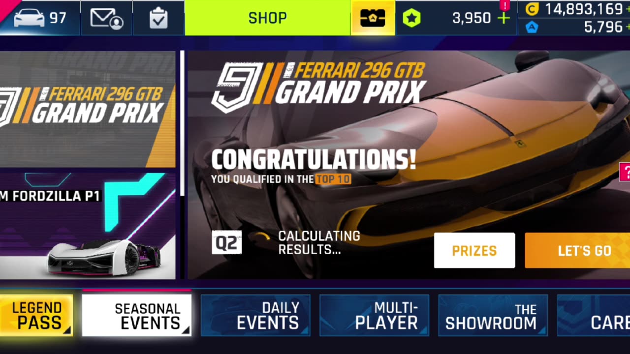 Asphalt 9: Legends - Grand Prix Congratulation in the Top 10 & Quality 2 Finish Calculate Results