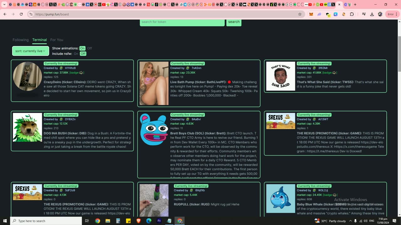 Can pumpfun launches with ongoing livestreams give you a 100x?