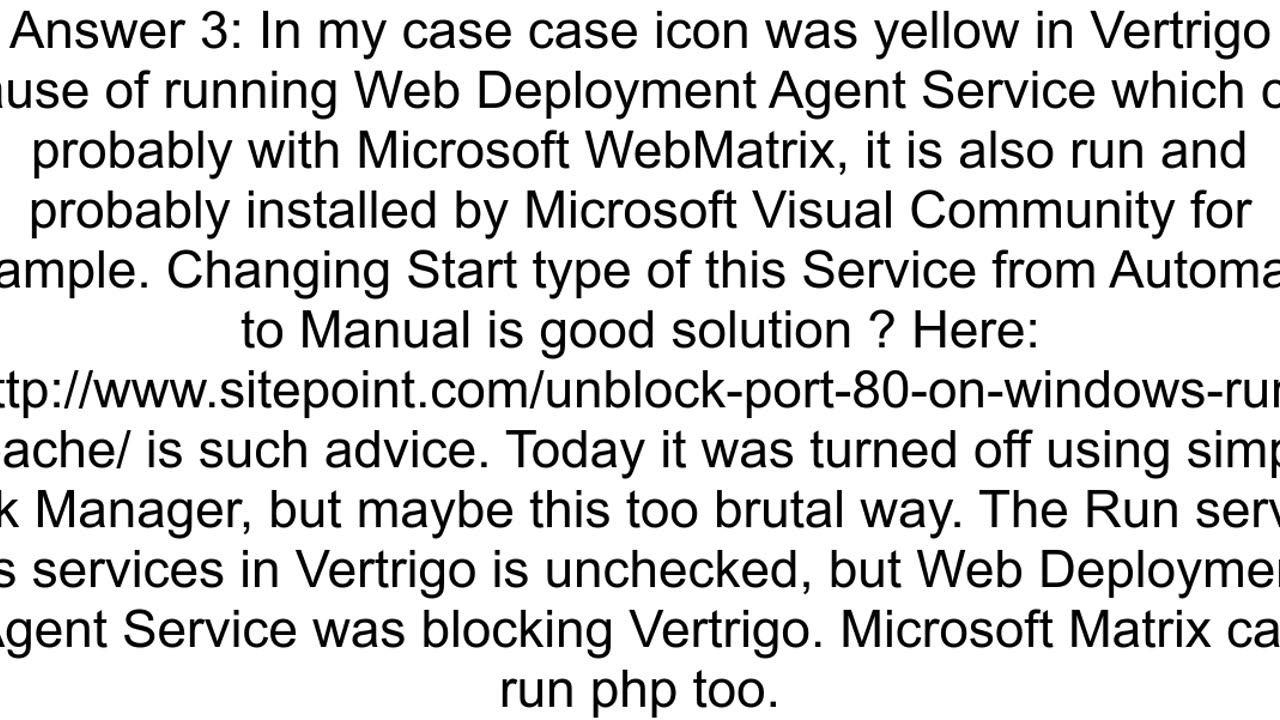 VertrigoServ Apache HTTP Server Port 80 Already In Use