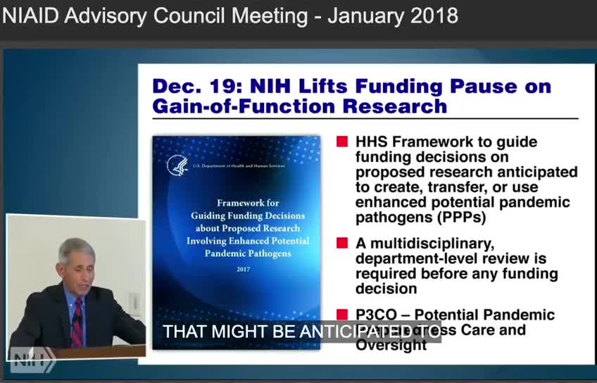Liar, Murderer, Criminal Fauci talks funding Gain of Function 2018