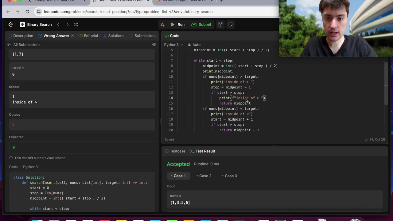 Struggling to Solve LeetCode 35: A Realistic Beginner's Attempt at 'Search Insert Position'