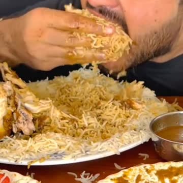 Eating Show MUTTON CURRY+WHITE RICE+GREEN CHILLI