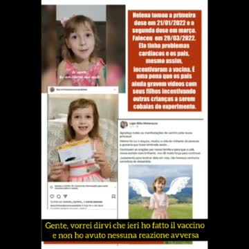 Helena, una bambina brasiliana, deceduta il 29 Marzo 2020