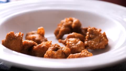 Remove The Chicken Cubes After Frying And Set Aside