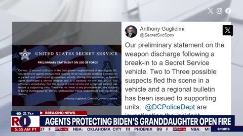 Secret Service agents fire shots protecting Biden's granddaughter in SUV break in |