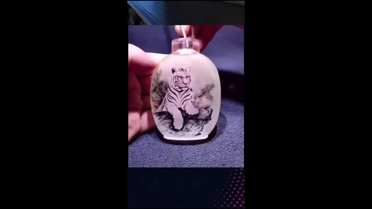 Tiger Painting inside glass bottle