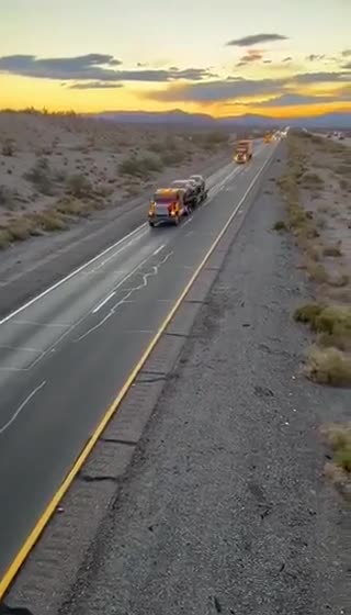 Truckers for USA, Arizona desert convoy going peacefully towards DC. 6 mile long distance.