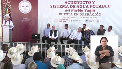 Inauguración del acueducto del pueblo yaqui, desde Cajeme, Sonora