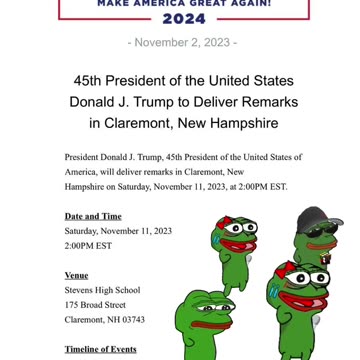 Trump will speak in New Hampshire on Saturday November 11, 2pm EST