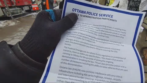 Ottawa Freedom Convoy: Trudeau's police handing out notices with more threats to peaceful protesters