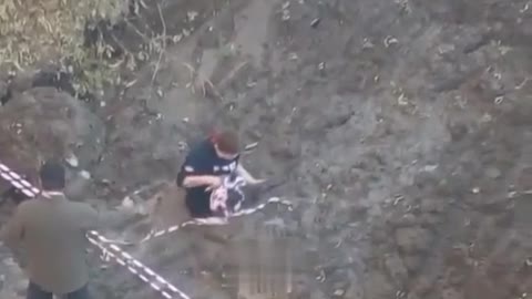 The child got stuck in a mud pit