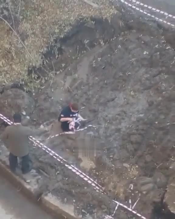 The child got stuck in a mud pit