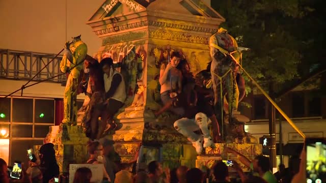 Statue Falls On Protestor's Head In Portsmouth, VA