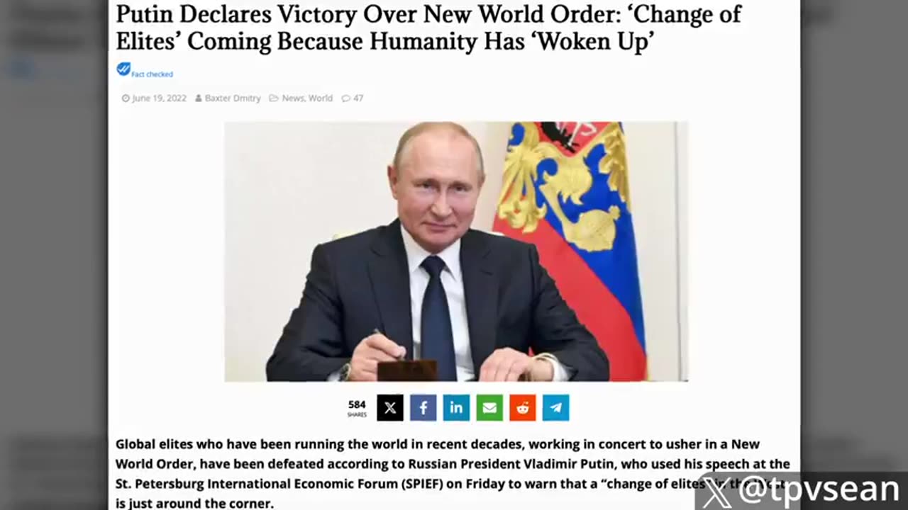 PUTIN DECLARES 'GLOBALIST TERRORIST' PEDOPHILE KLAUS SCHWAB IS A 'LEGITIMATE MILITARY TARGET'!