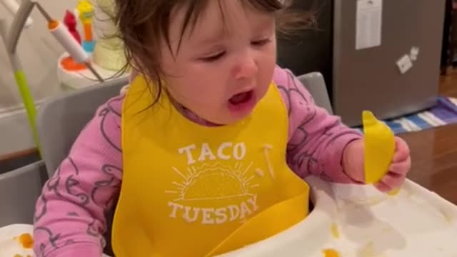 Toddler gives confusing reaction after tasting a lemon