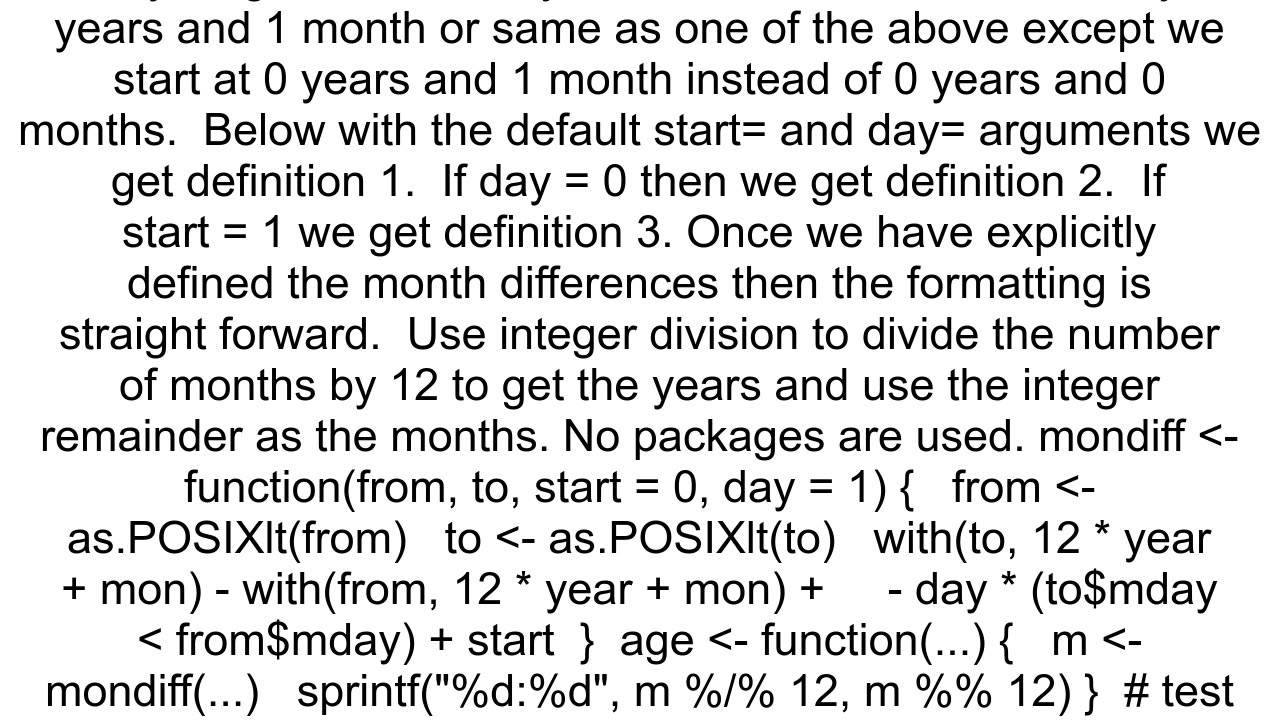 Format time difference as years and months