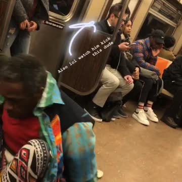 Im very confused man dancing front flip on train